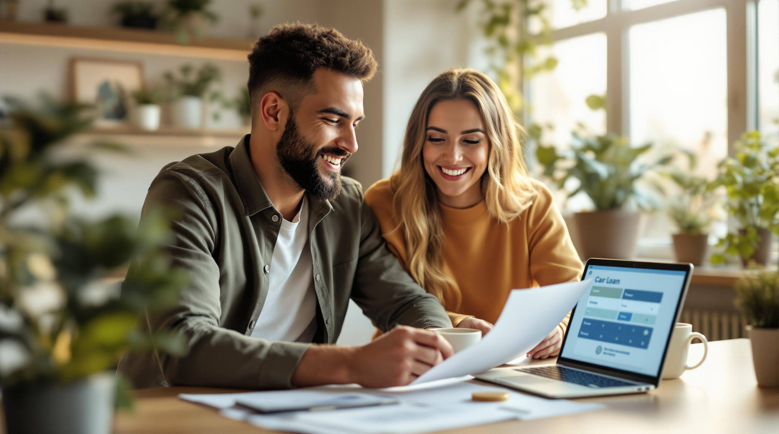 Couple reviewing solar finance options
